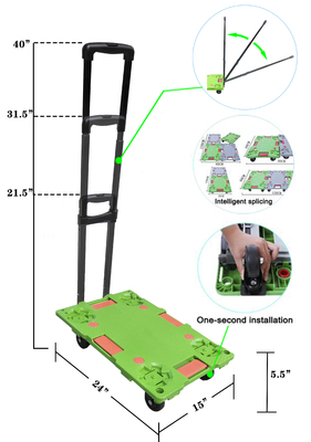 Carrello pieghevole leggero con piattaforma da 150 kg Turtle Fold Up CE ISO9001