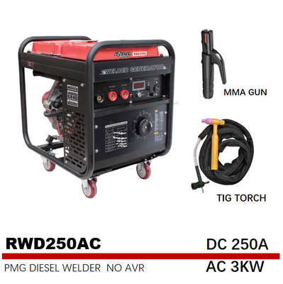 generatore della benzina dei generatori 531cc 3kw della saldatura ad arco di 75V RWD250AC 250A